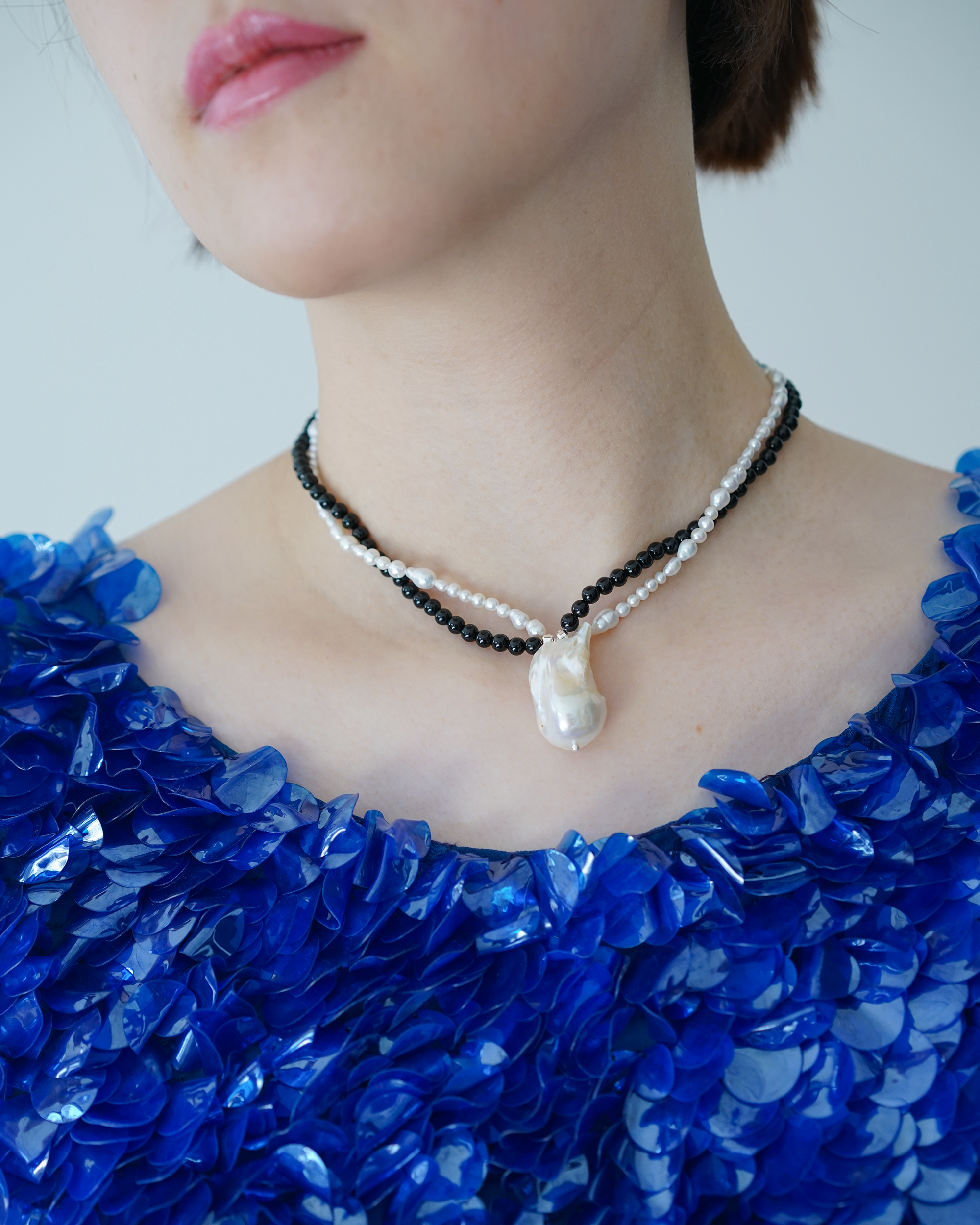Held in Softness — Baroque Pearl & Agate Necklace