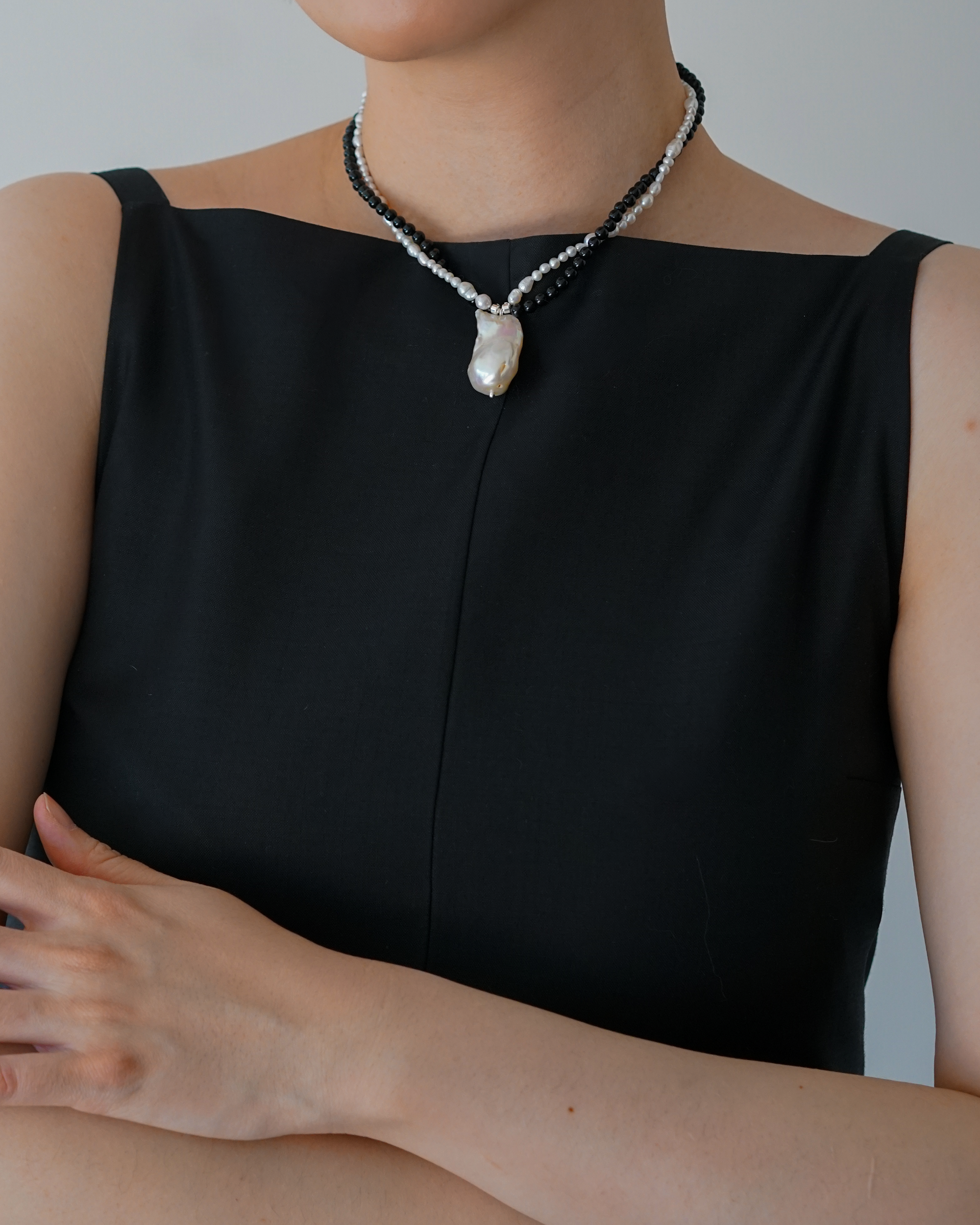 Held in Softness — Baroque Pearl & Agate Necklace