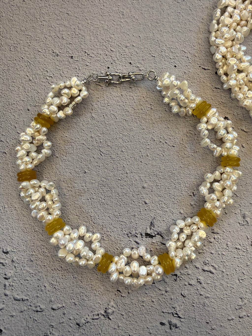 Sunwarm Thread — Necklace Pearl & Yellow Jade Necklace