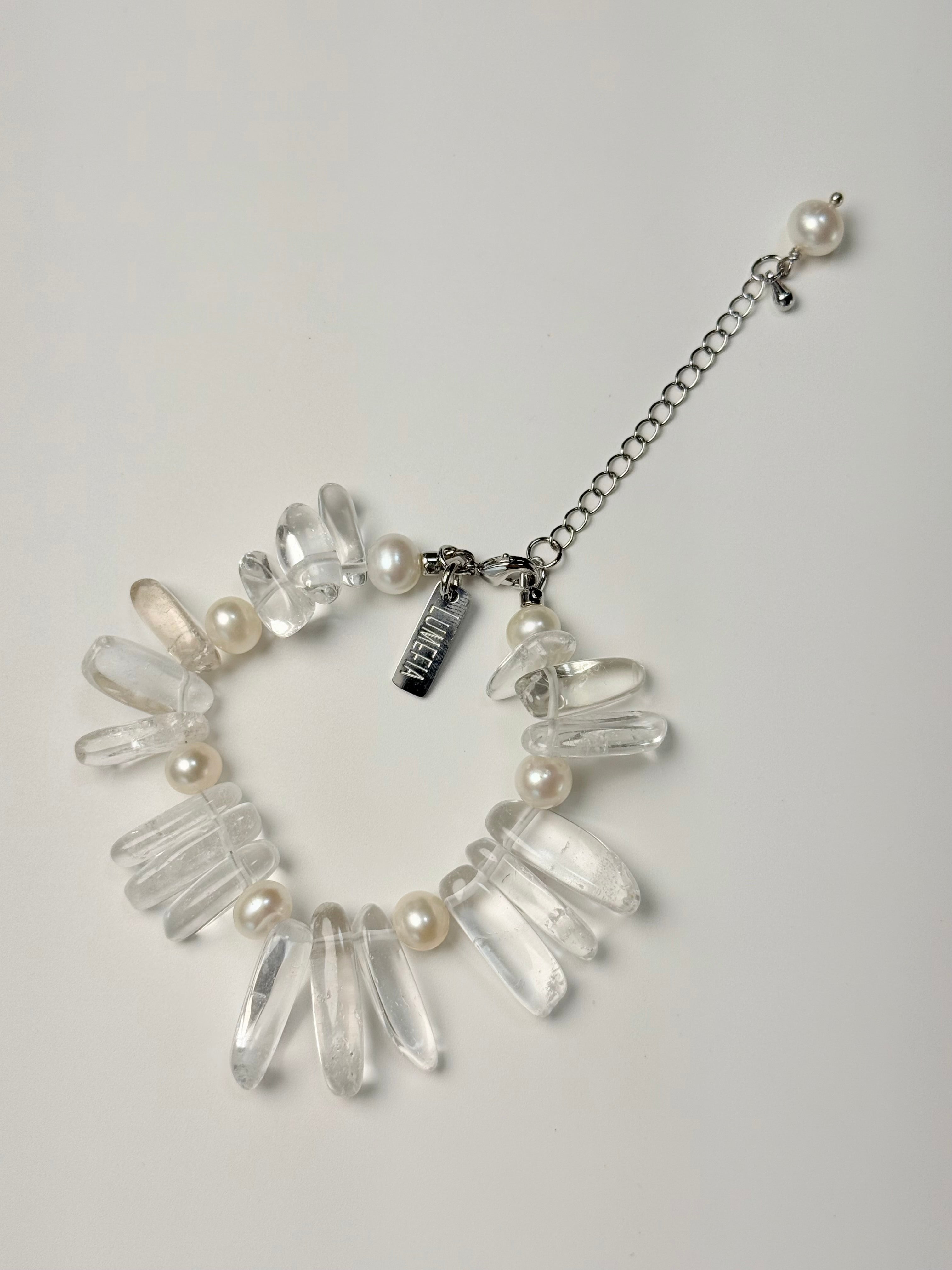 Frost Halo | Clear Quartz & Pearl Bracelet | Lumefia