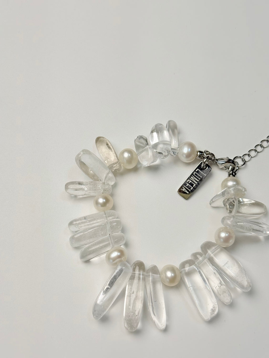 Frost Halo | Clear Quartz & Pearl Bracelet | Lumefia