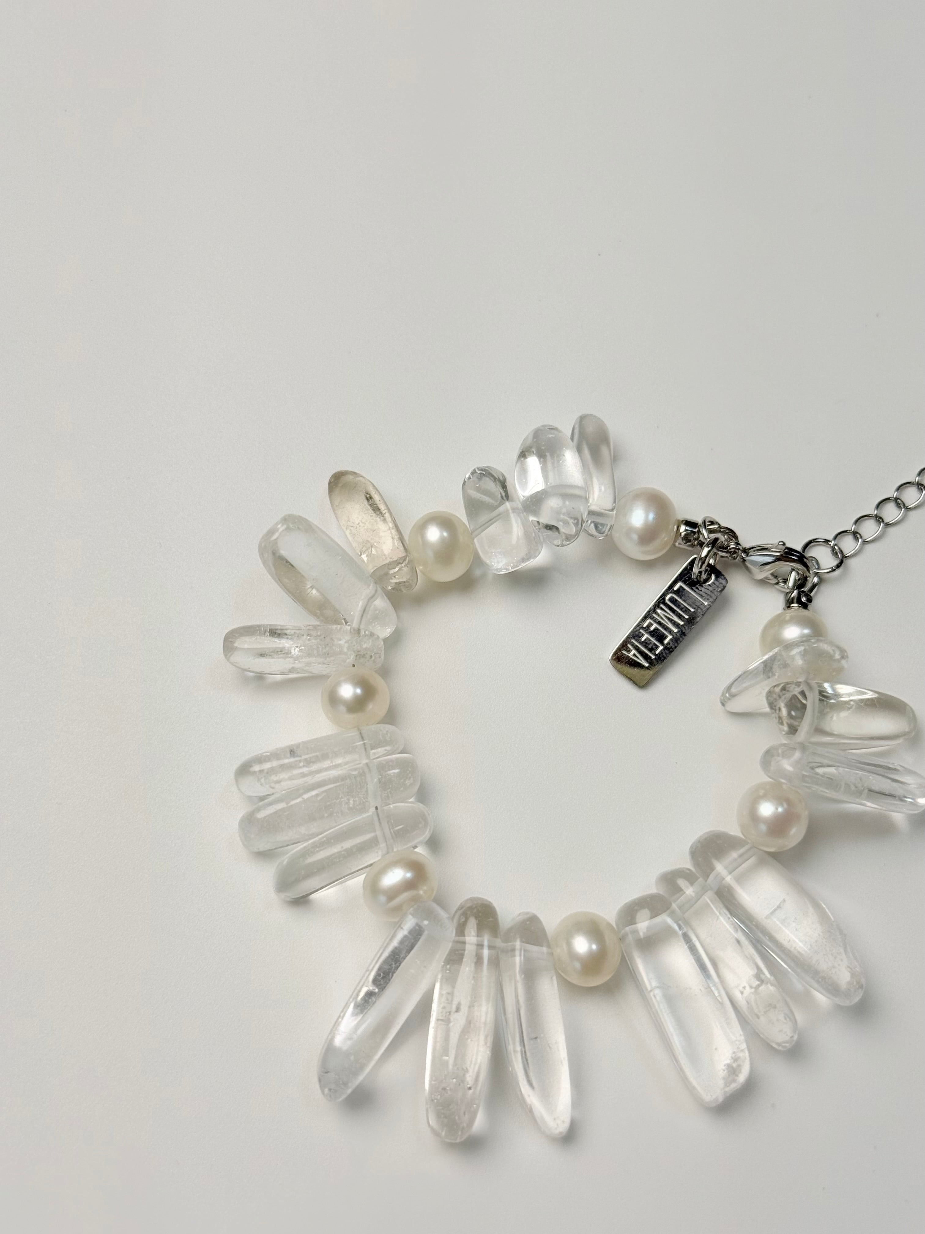 Frost Halo | Clear Quartz & Pearl Bracelet | Lumefia