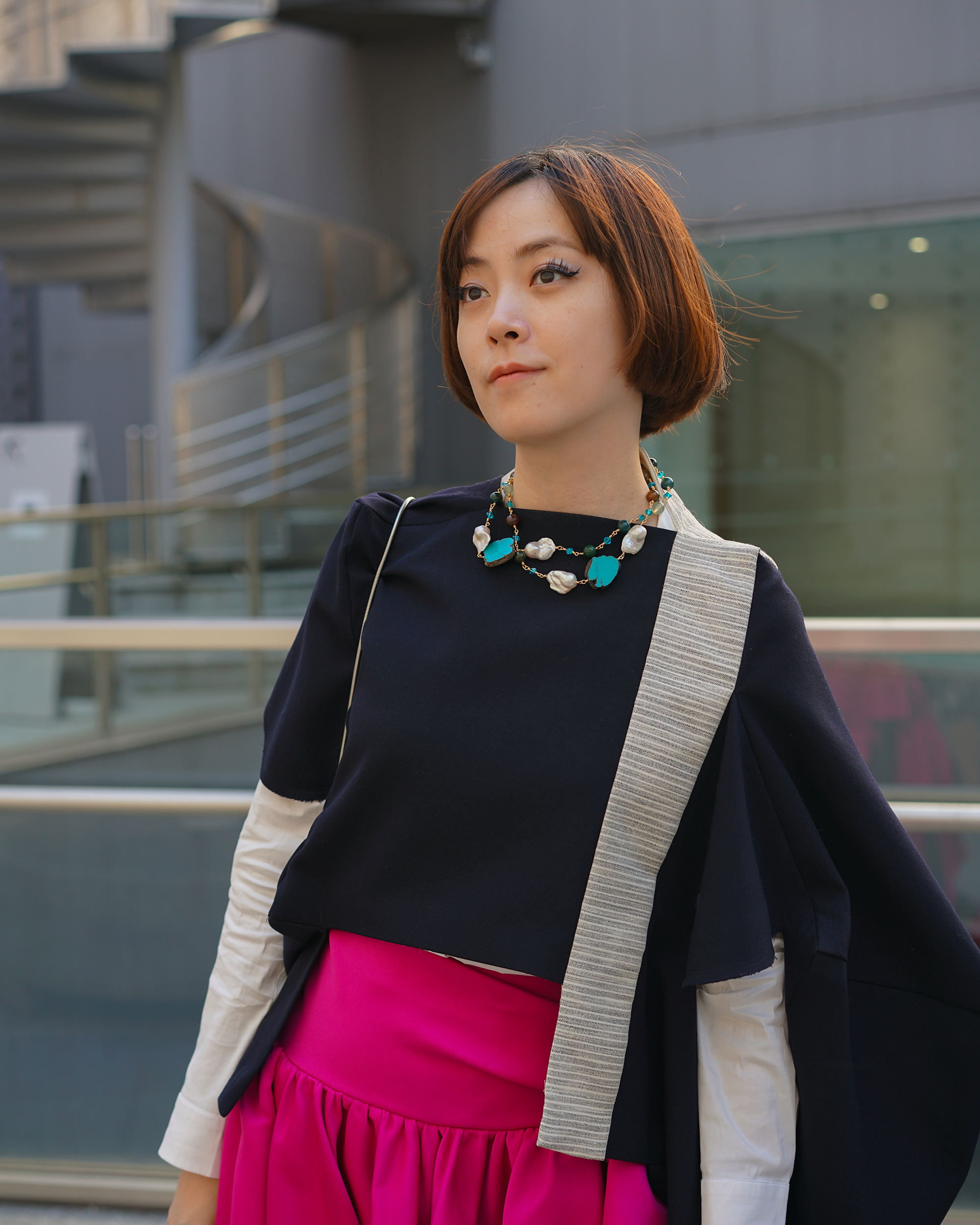 Stone Path  —  Baroque Pearl & Turquoise Necklace