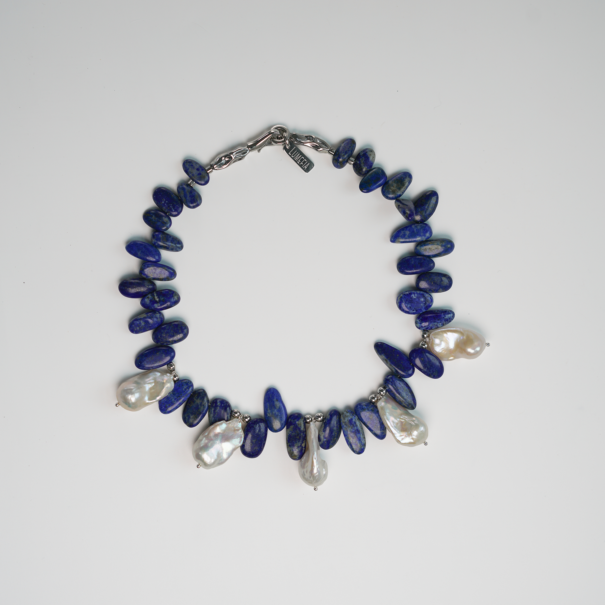 Midnight Tide — Lapis Lazuli & Baroque Pearl Necklace