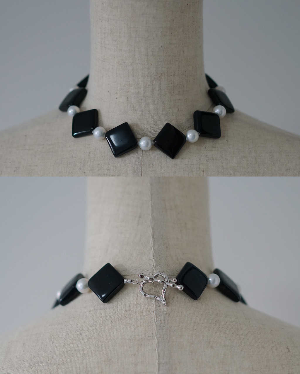 Noir Rhythm — Edison pearl & Agate Necklace