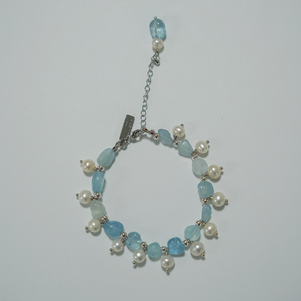 Sea Mist | Aquamarine & Freshwater Pearl Bracelet | Lumefia