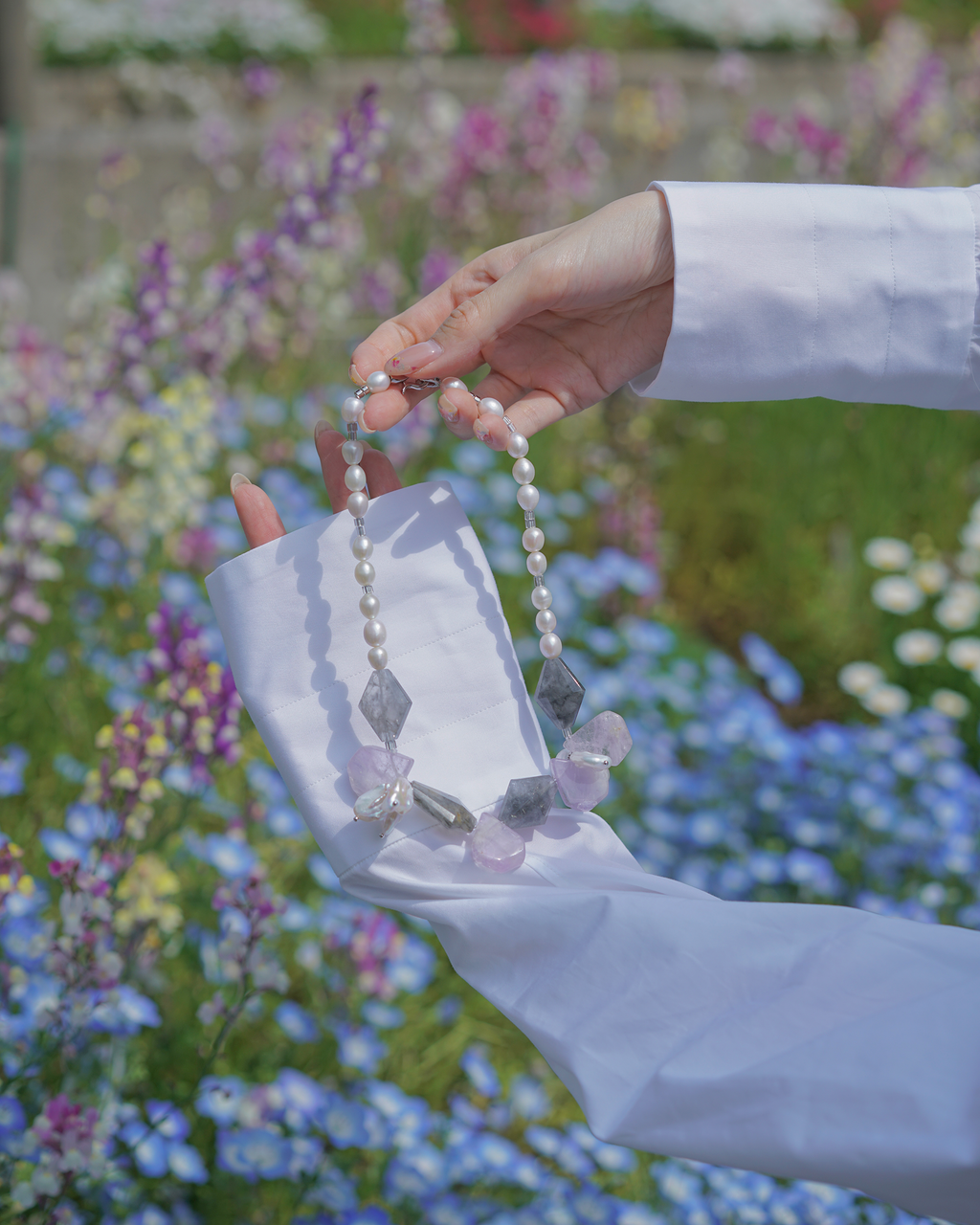 Morning Lilac — Quartz & Pearl Necklace
