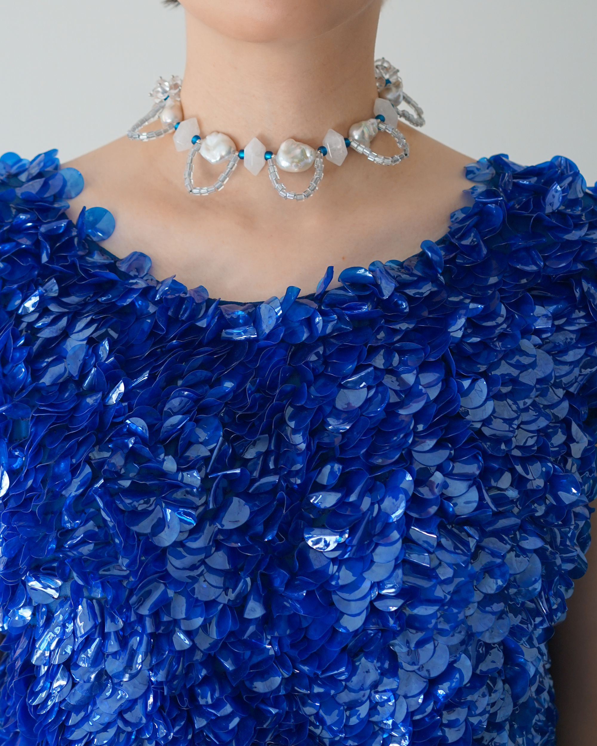 Silver Pulse — Baroque Pearl & Quartz Choker