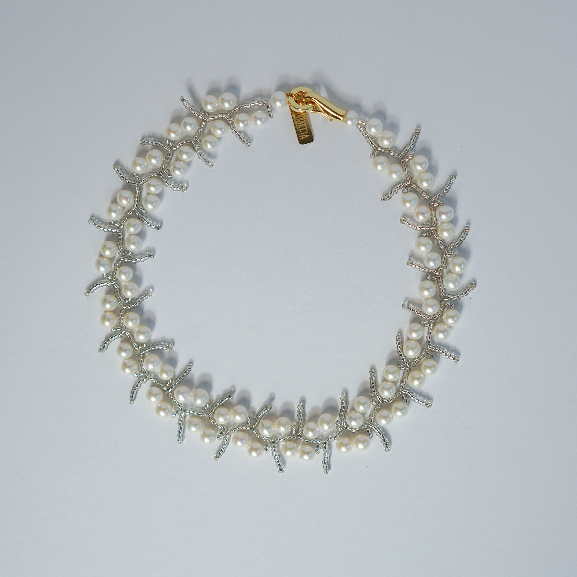 Silver Veins | 5–6mm Freshwater Pearl & Japanese Glass Necklace