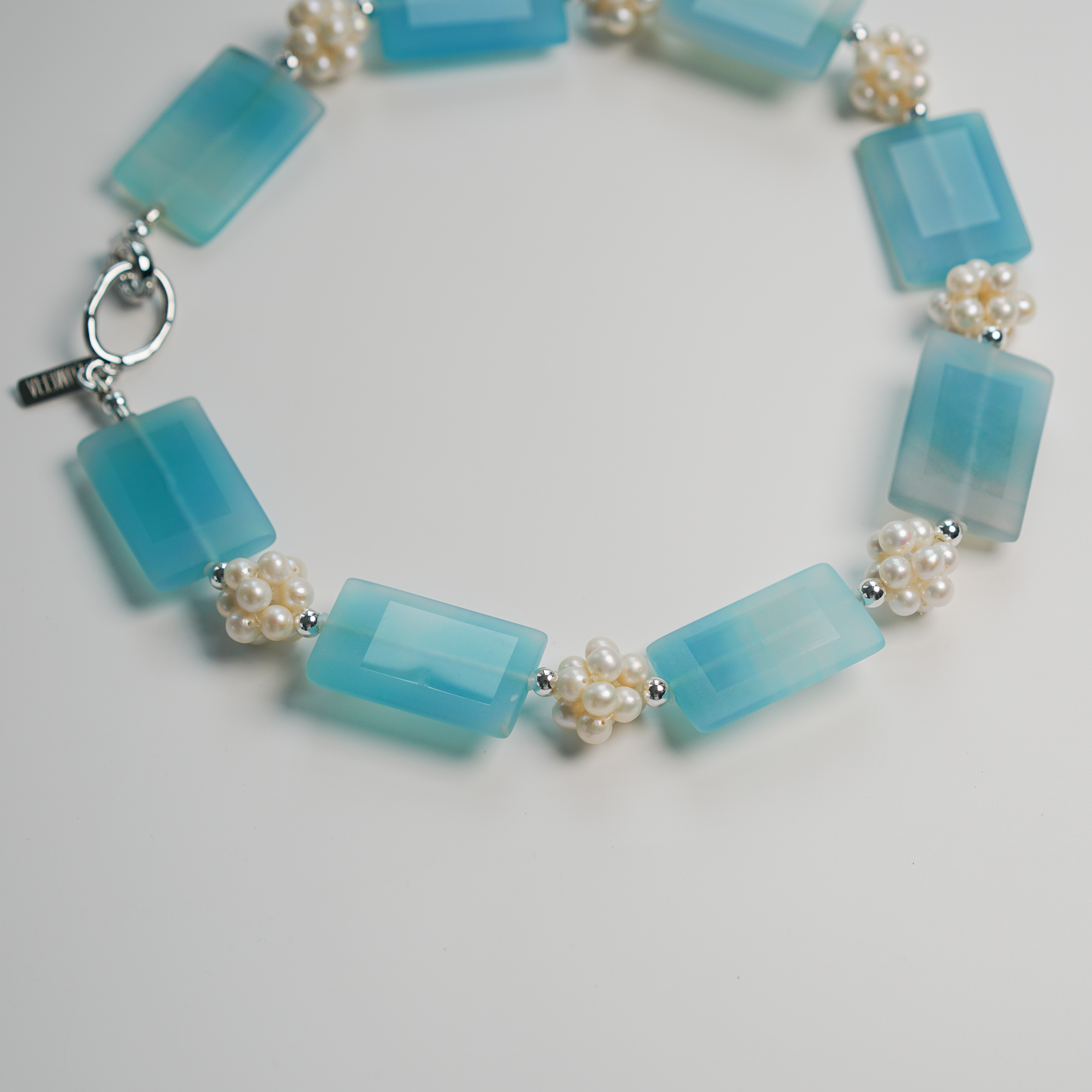 Sky Drops — Pearl & Agate Necklace