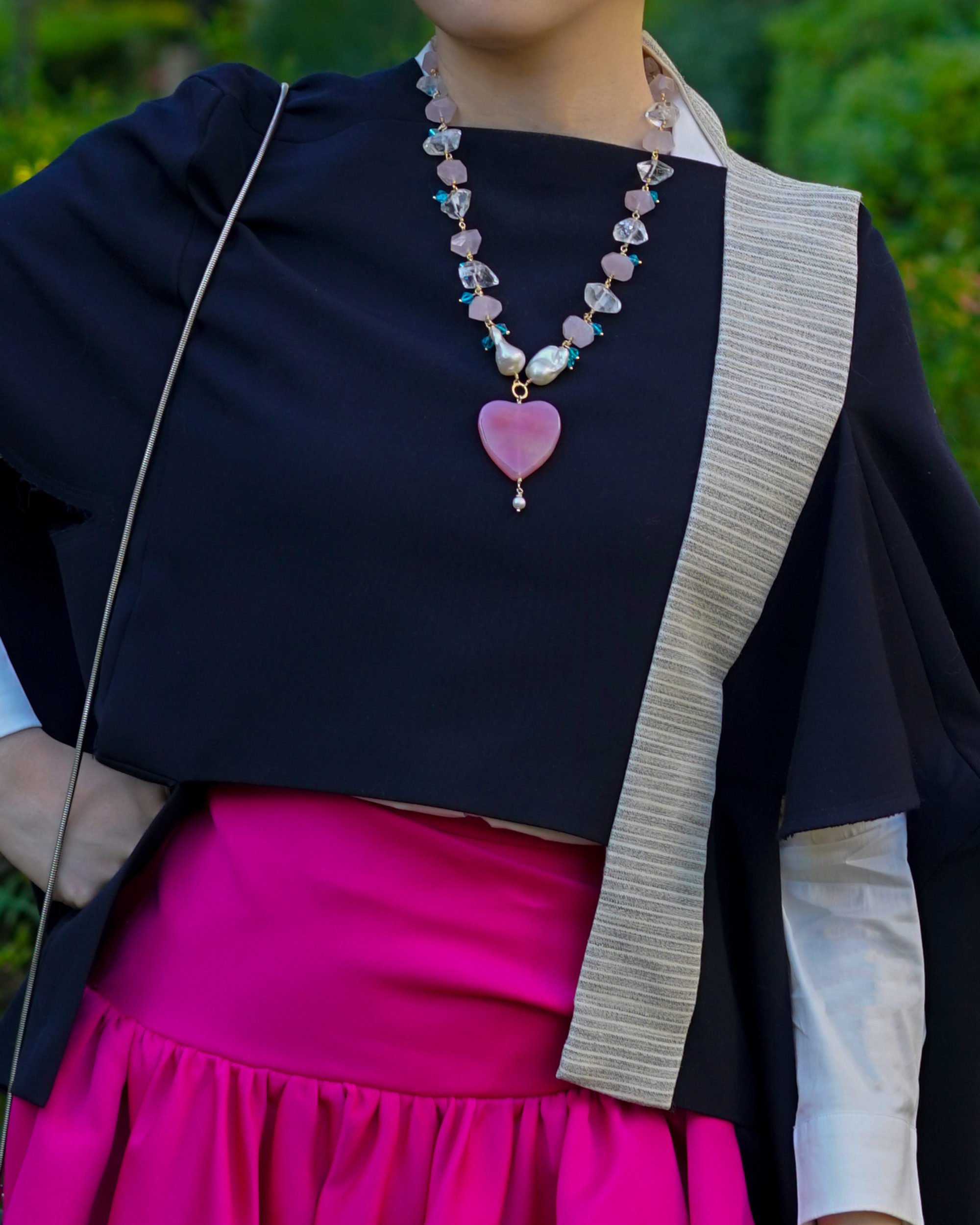 Soaring Heart — Quartz, Baroque Pearl & Agate Necklace