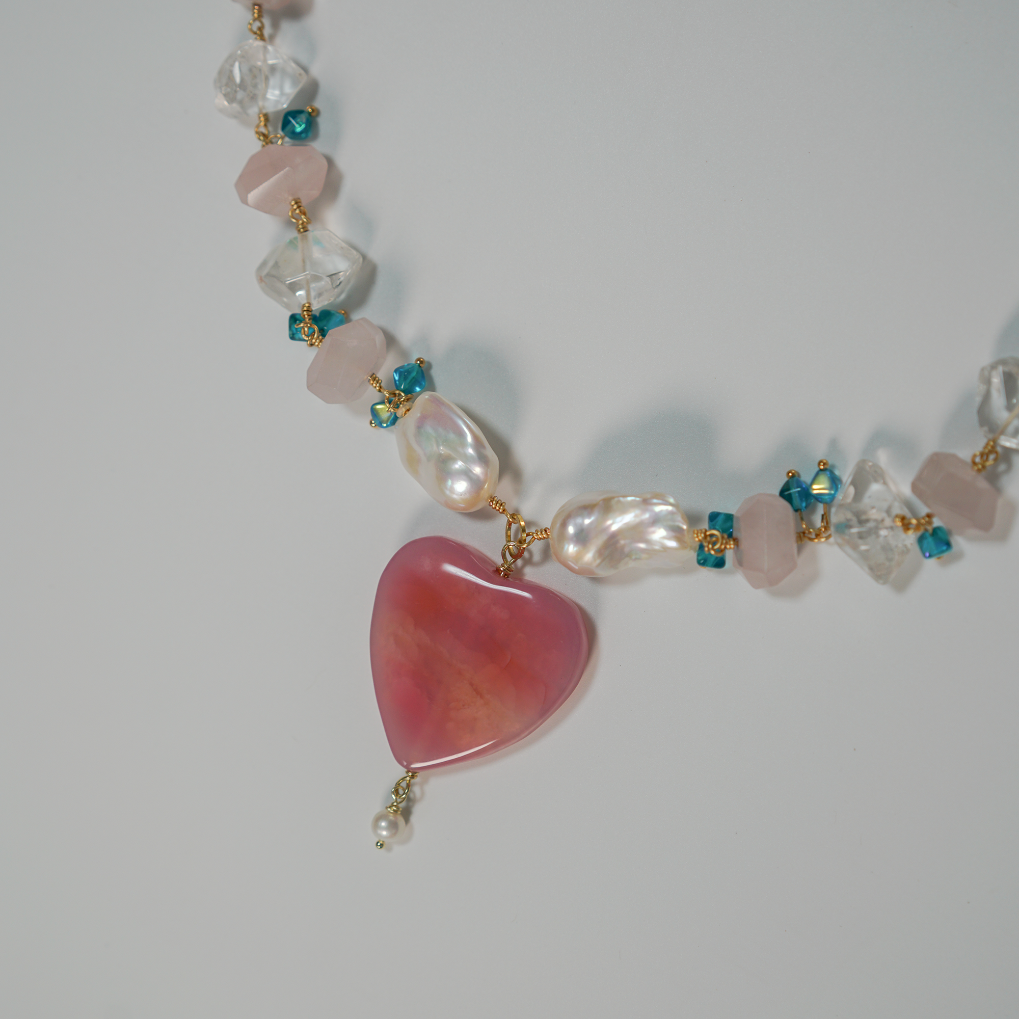 Soaring Heart — Quartz, Baroque Pearl & Agate Necklace