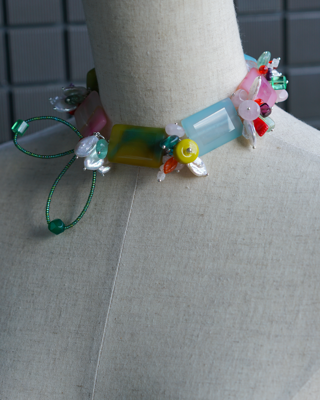 Sugar Weather Necklace | Agate, Baroque Pearl & Czech Glass Necklace | Lumefia
