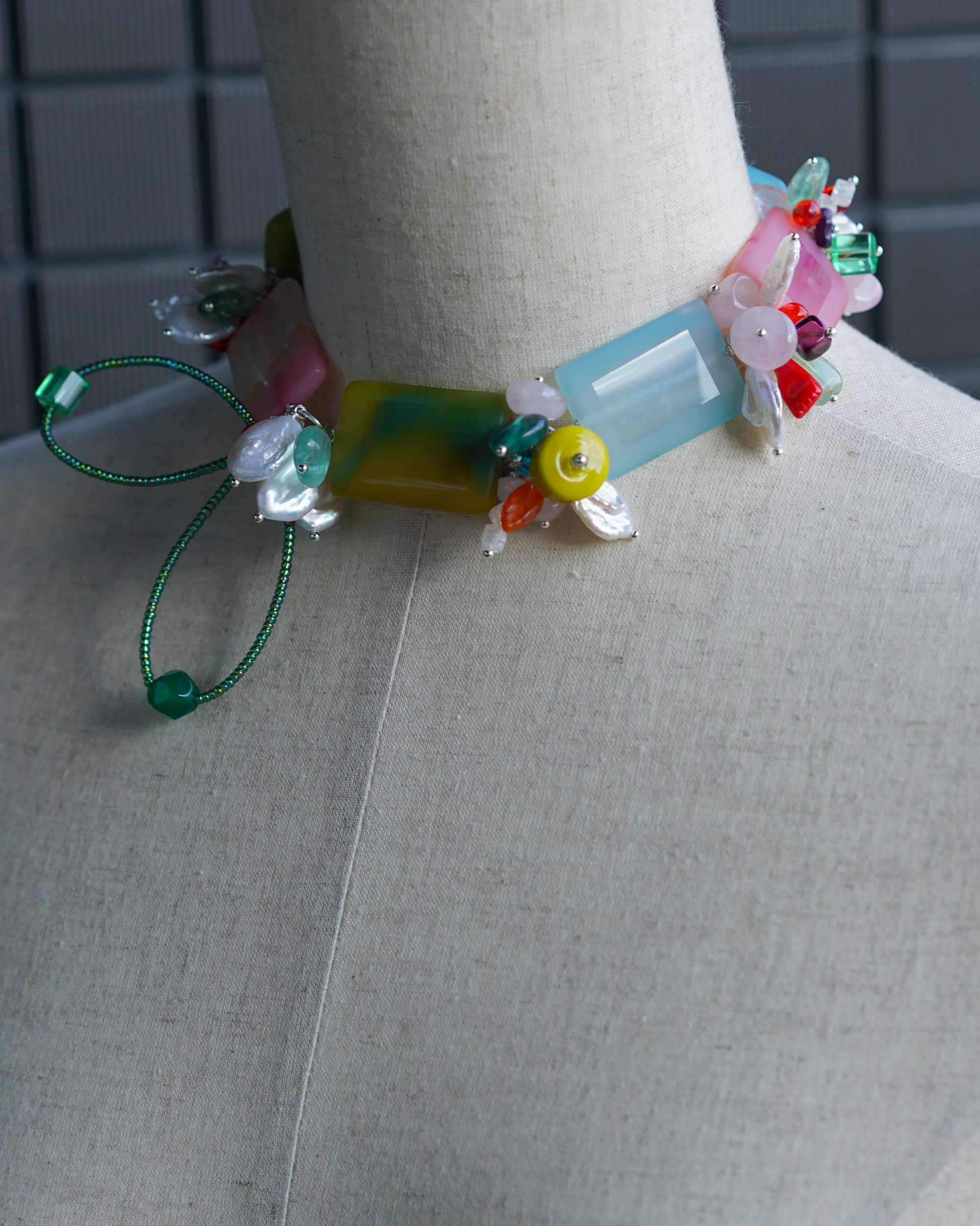 Sugar Weather Necklace | Agate, Baroque Pearl & Czech Glass Necklace | Lumefia