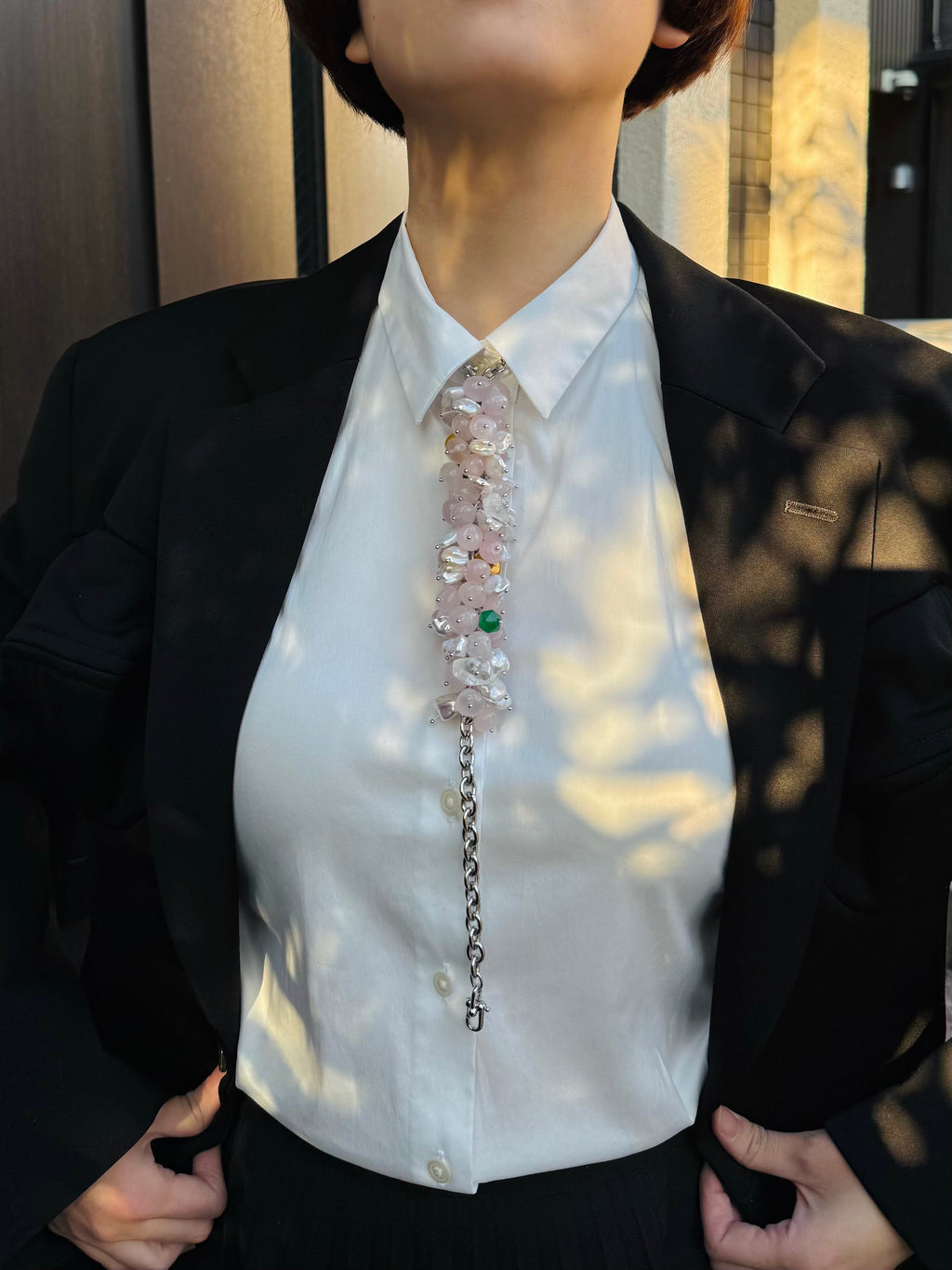 Urban Bloom — Baroque Pearl & Rose Quartz Necklace