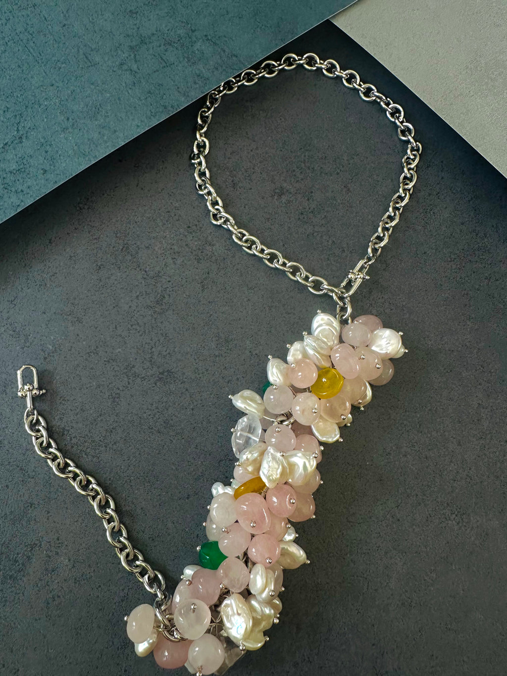 Urban Bloom — Baroque Pearl & Rose Quartz Necklace