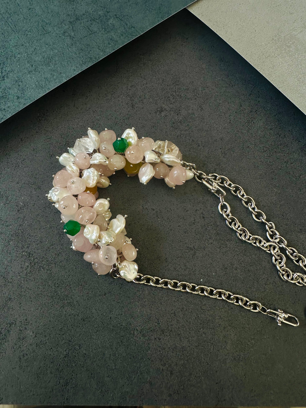 Urban Bloom — Baroque Pearl & Rose Quartz Necklace