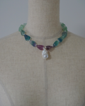 Aqua Whisper — Fluorite & Baroque Pearl Necklace