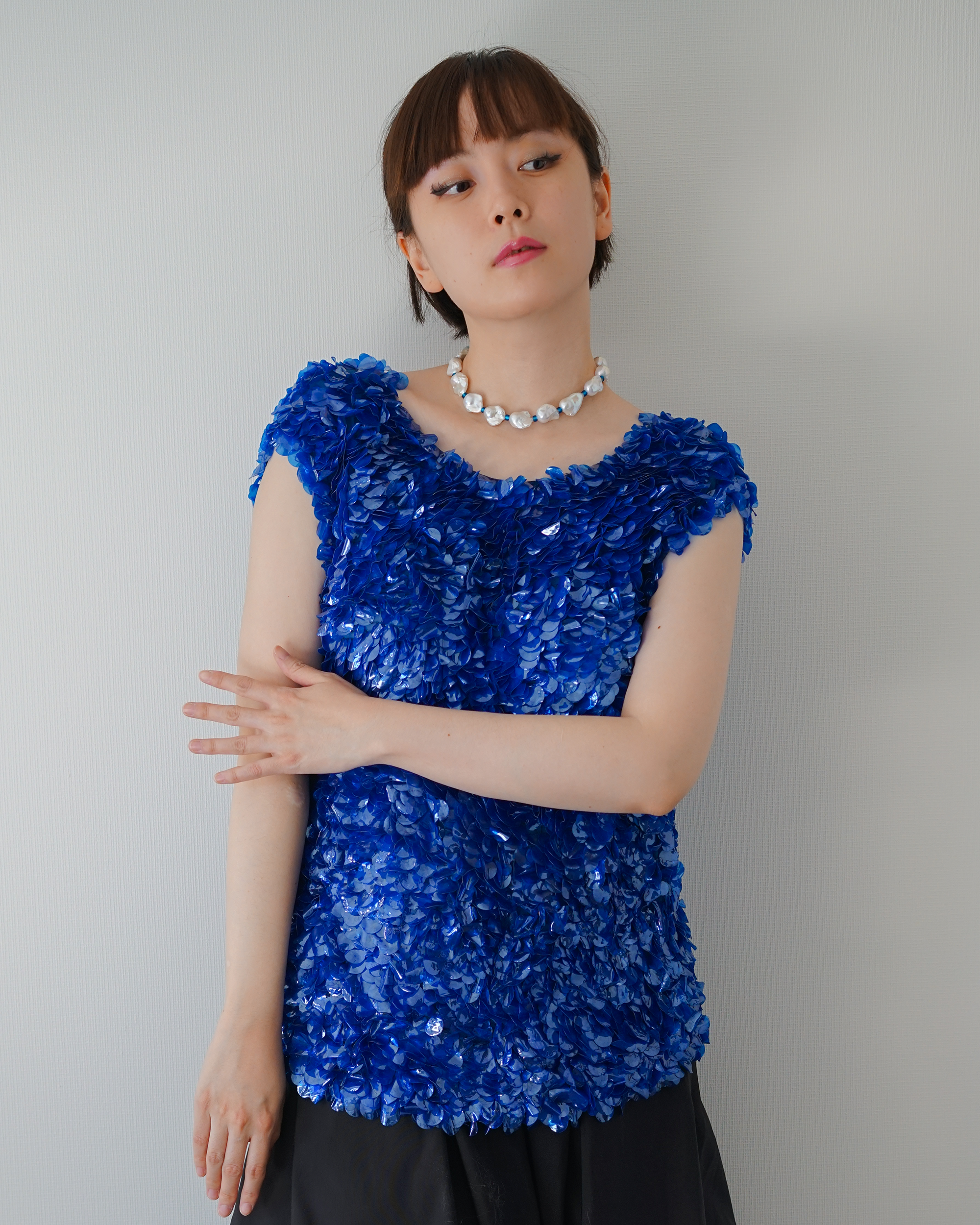 Blue Haze —  Silver-blue Baroque Pearl Necklace