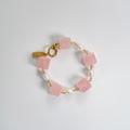 Blush Block Bracelet | Rose Quartz & Freshwater Pearl Bracelet | Lumefia