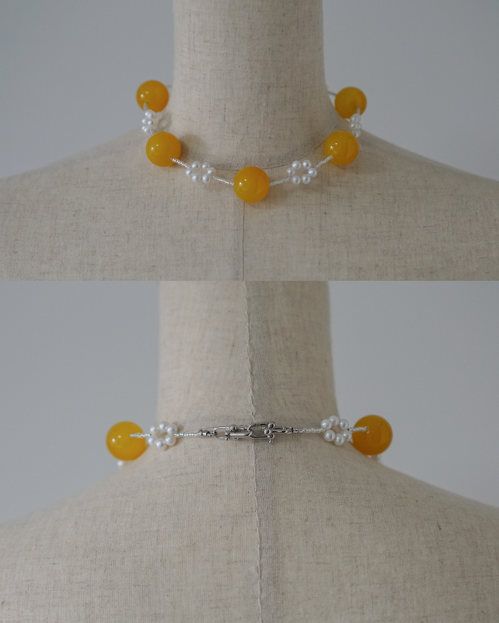 Citrus Glow — Agate & Pearl Necklace