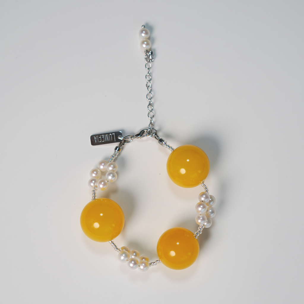 Citrus Glow Bracelet | Agate & Pearl Bracelet | Lumefia