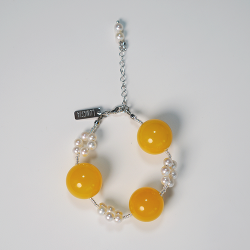 Citrus Glow Bracelet | Agate & Pearl Bracelet | Lumefia