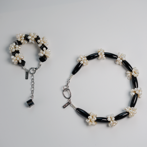 City Intervals Bracelet | Black Agate & Pearls Bracelet | Lumefia