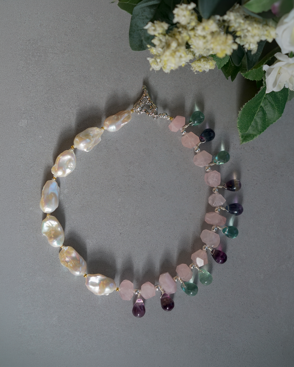 Dew Garden — Baroque Pearl & Quartz Necklace