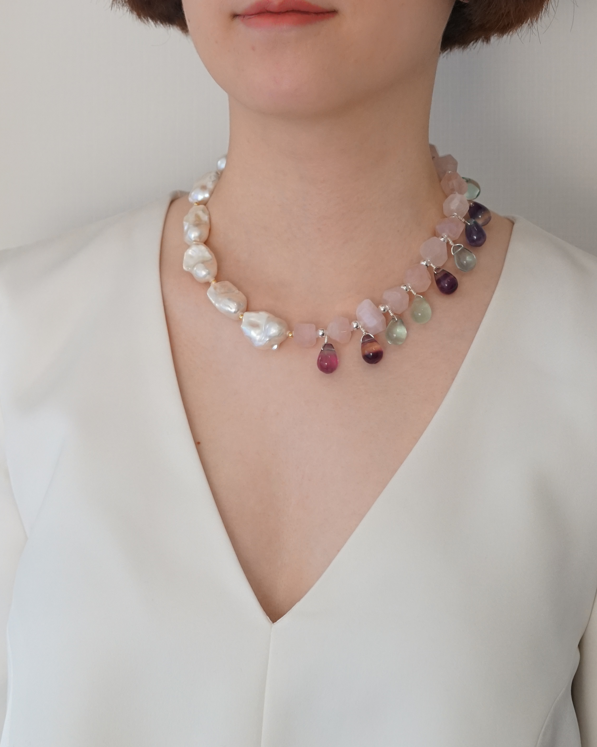 Dew Garden — Baroque Pearl & Quartz Necklace