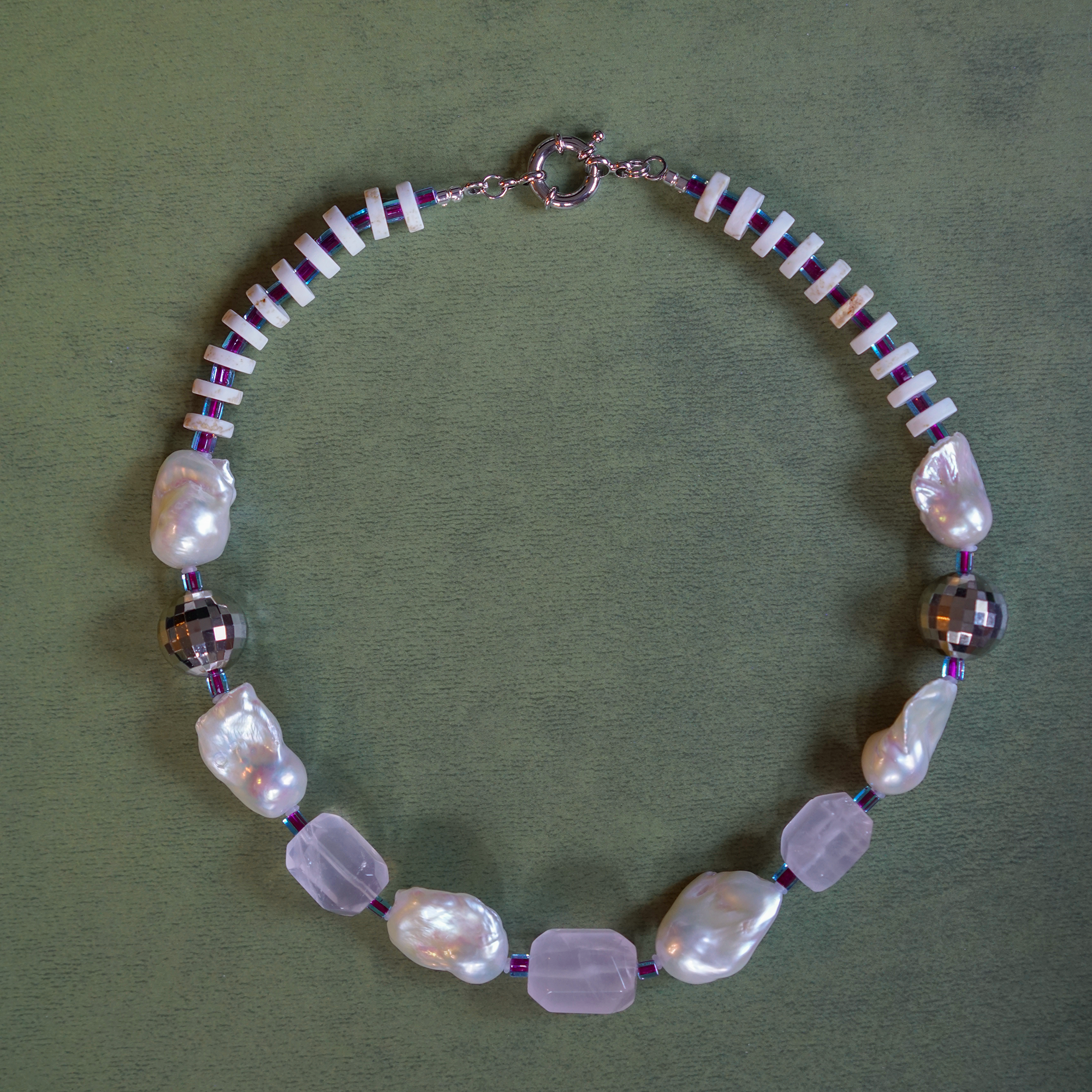Mirror Break — Baroque Pearl & Quartz Necklace