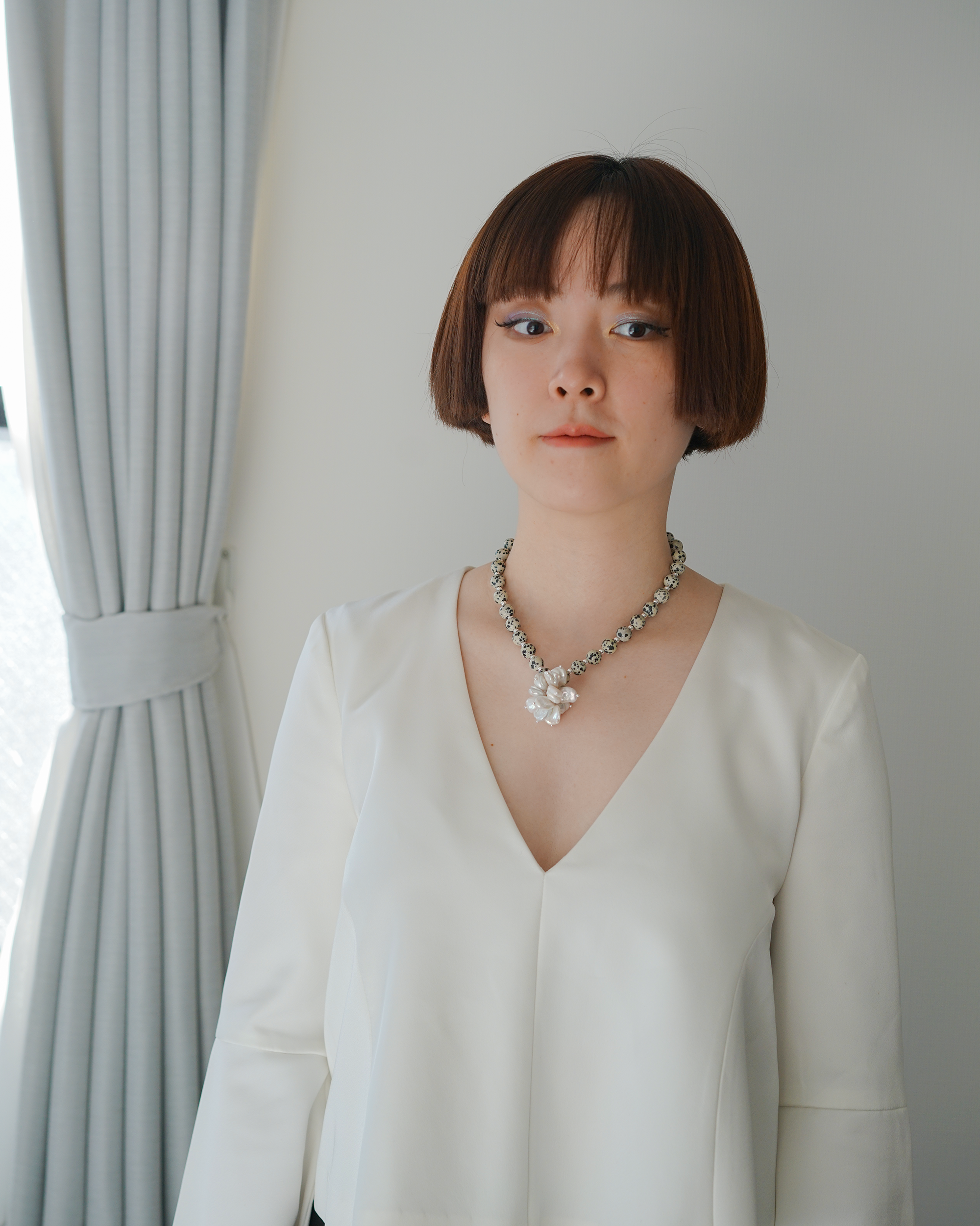 Freckle Flower — Dalmatian Jasper & Baroque Pearl Necklace