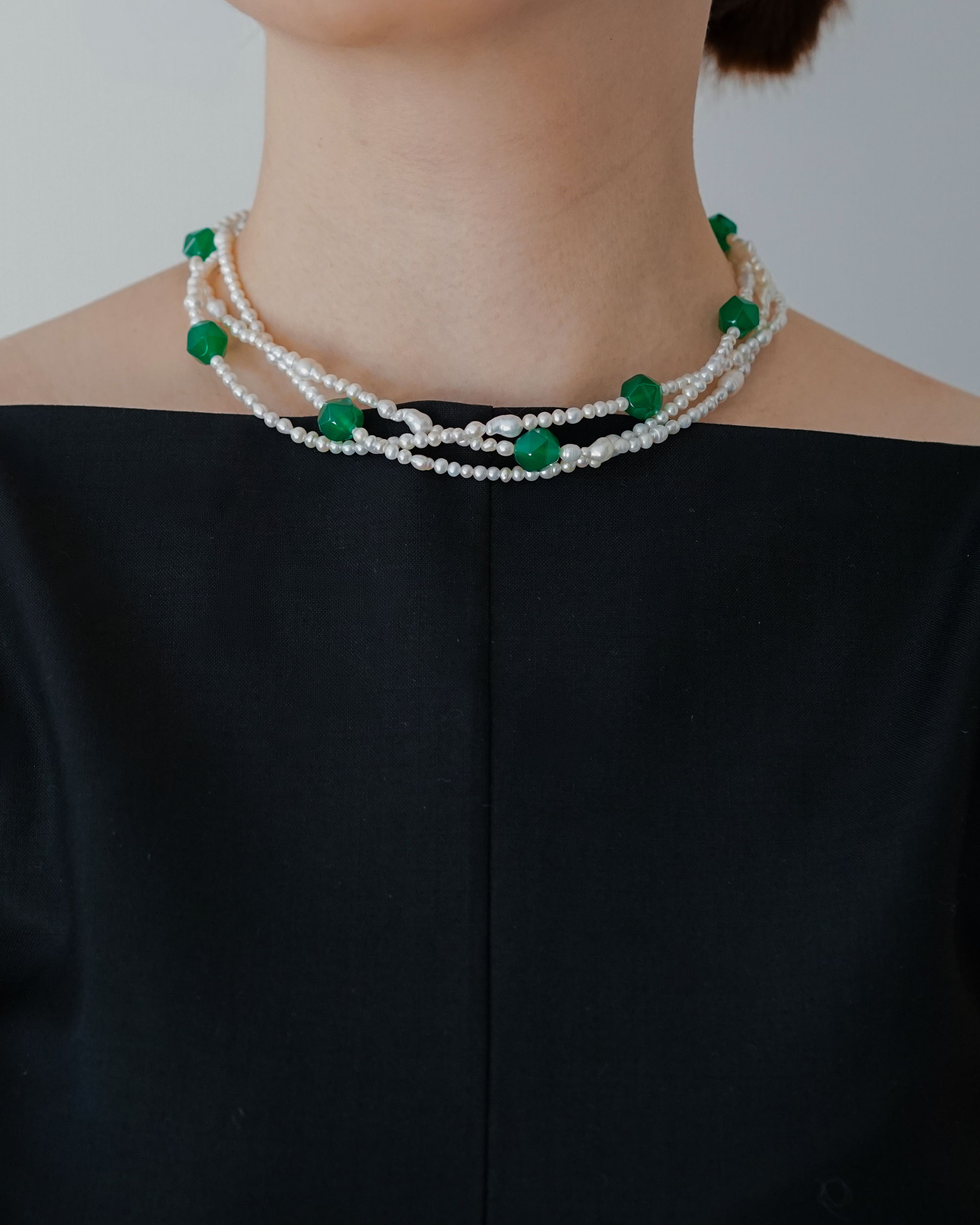 Green Sonata — Baroque Pearl & Green Agate Necklace