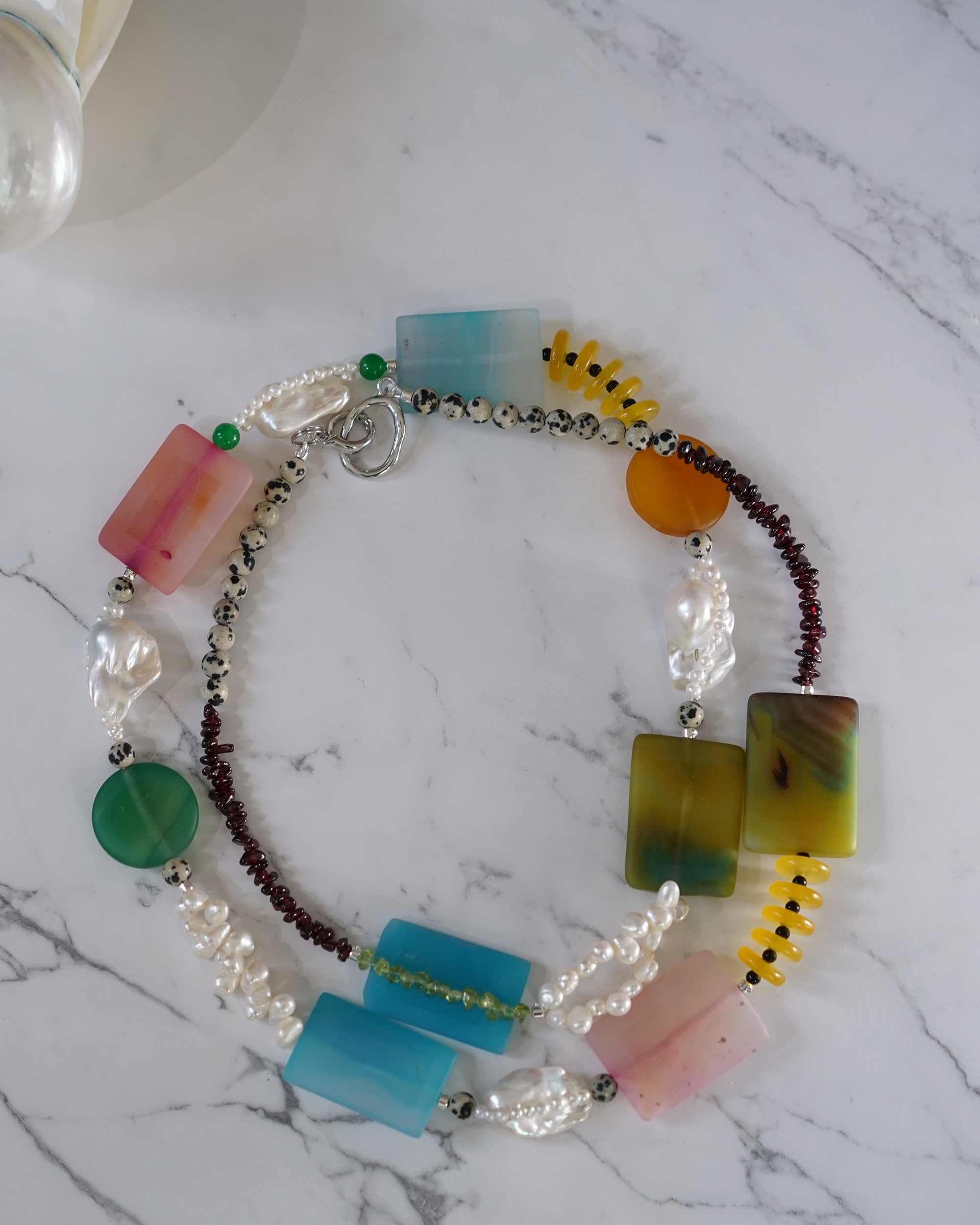 Iris — Baroque Pearl & Agate Necklace