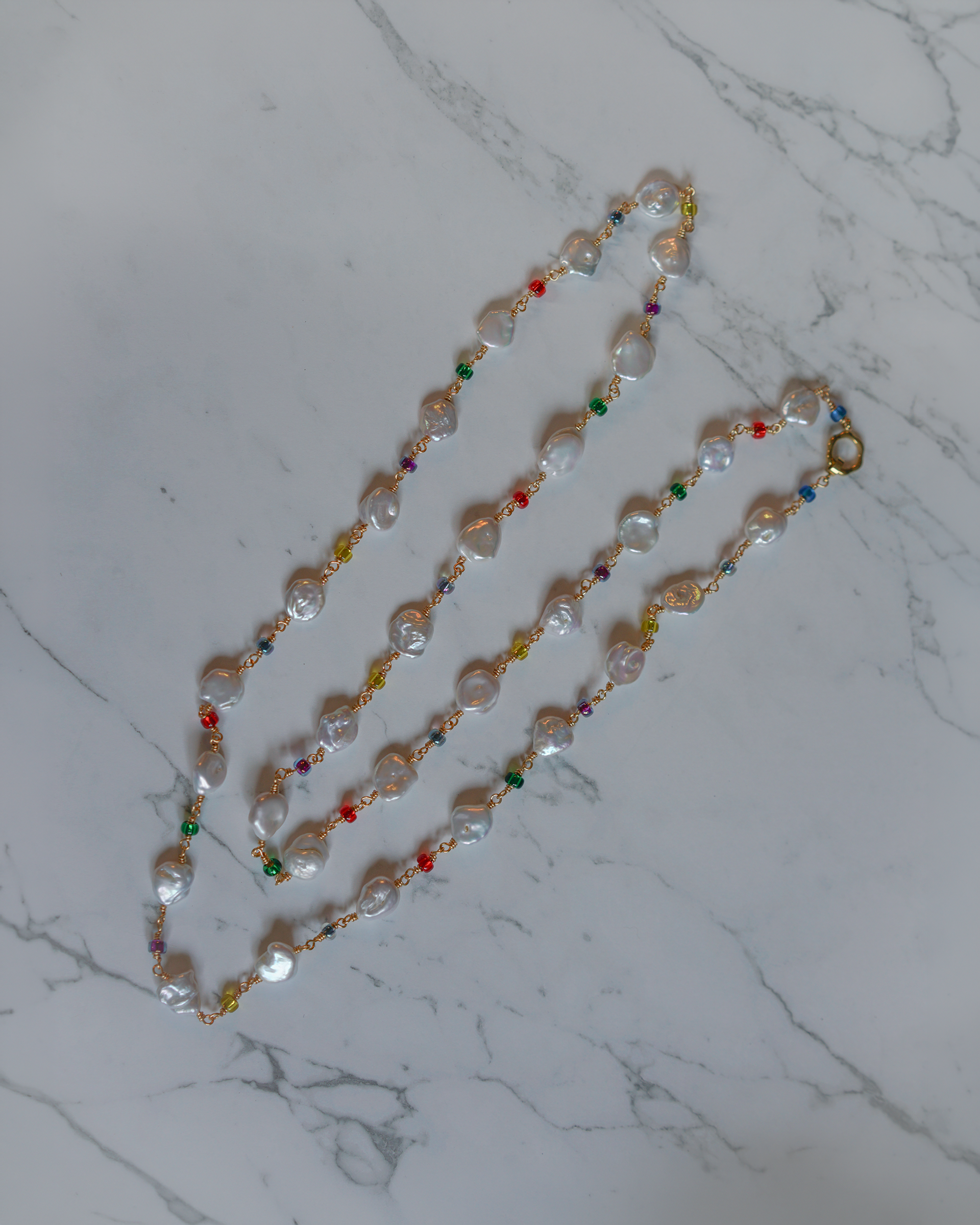 Neon Dusk— Hand-Linked Baroque Pearl Necklace