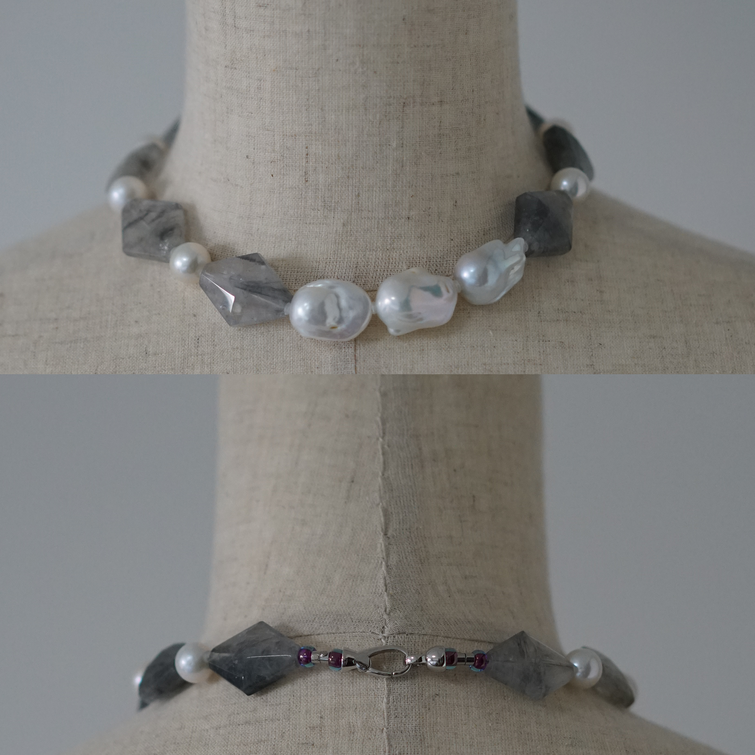 Pale Weather — Quartz & Pearl Necklace