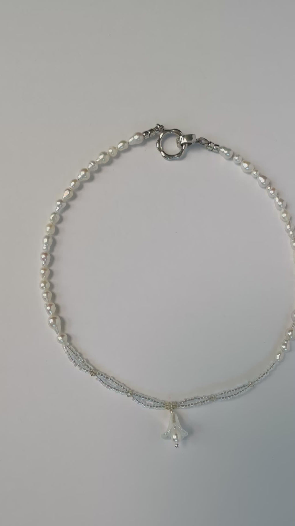 Dewdrop Lily | Mini Baroque Freshwater Pearl & Glass Necklace | Lumefia