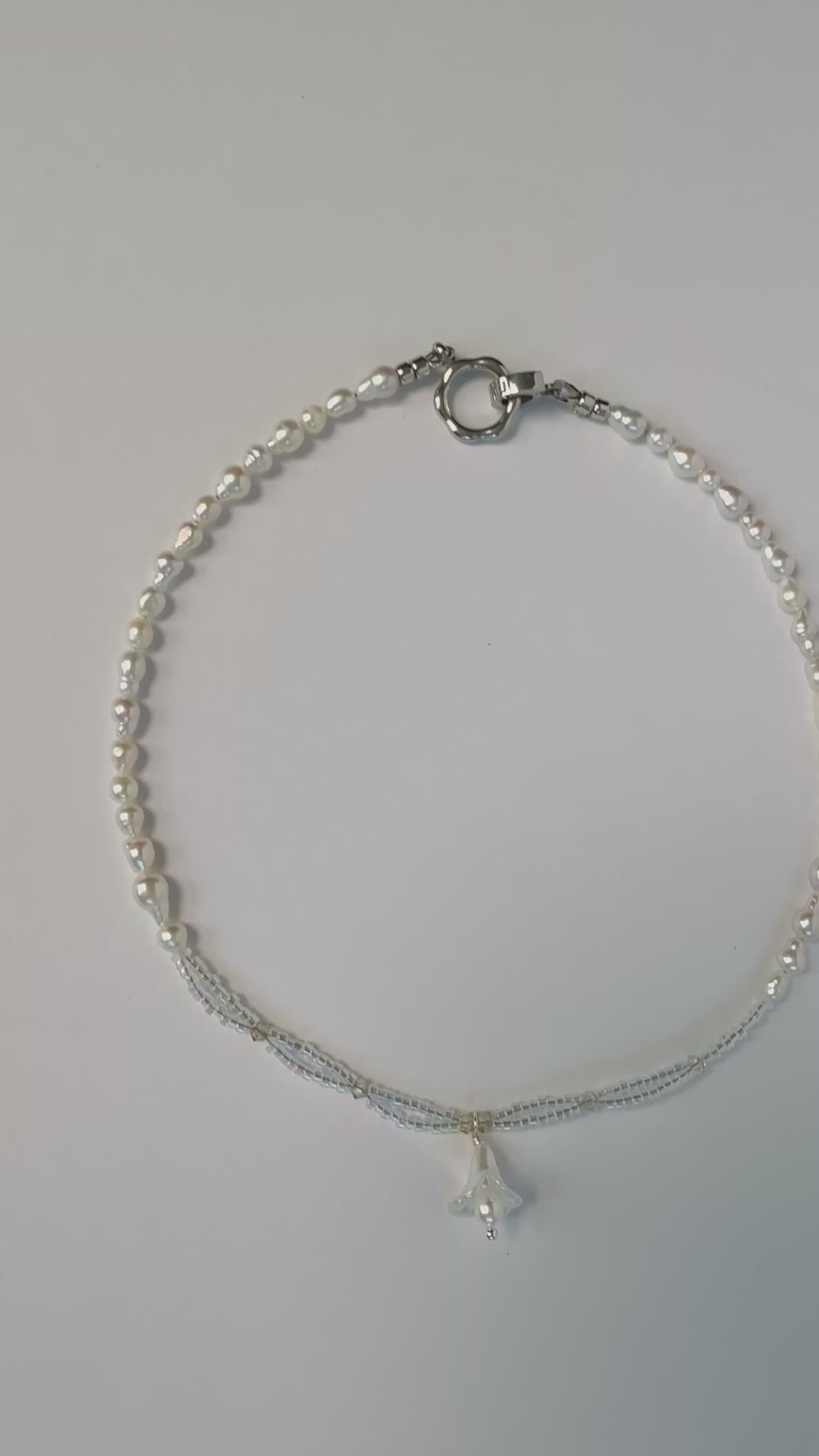 Dewdrop Lily | Mini Baroque Freshwater Pearl & Glass Necklace | Lumefia