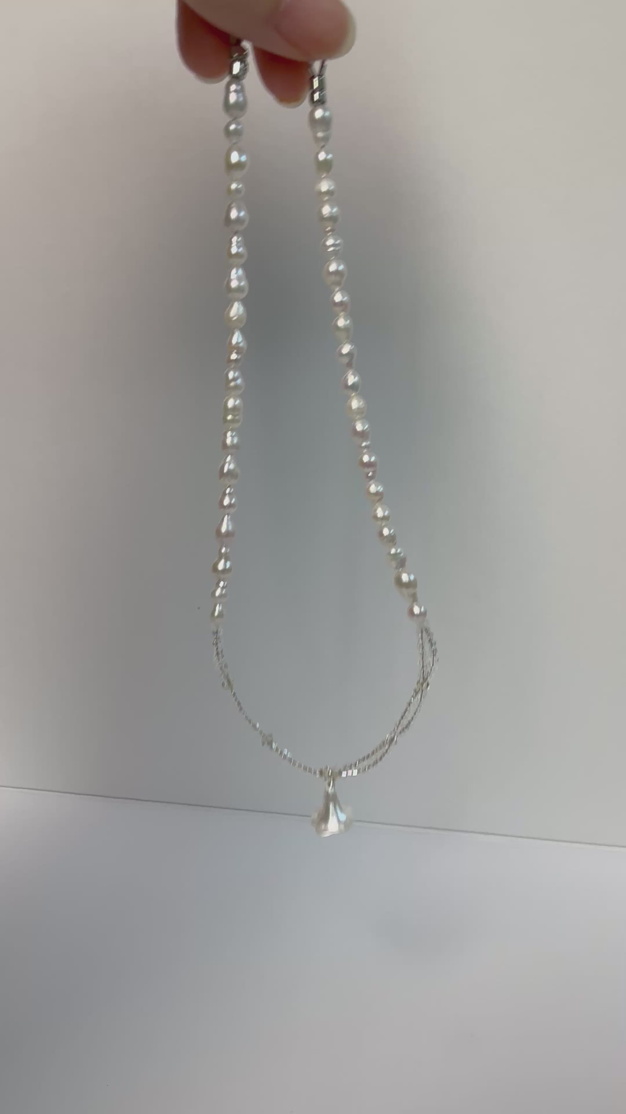 Dewdrop Lily | Mini Baroque Freshwater Pearl & Glass Necklace | Lumefia