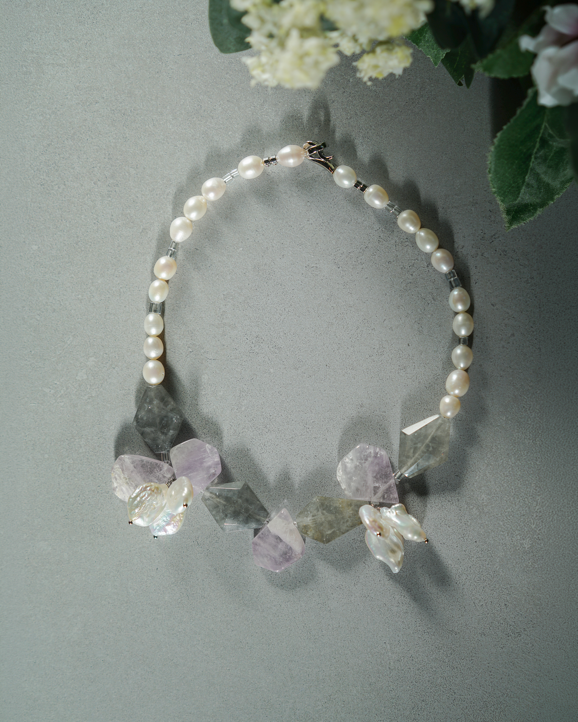 Morning Lilac — Quartz & Pearl Necklace