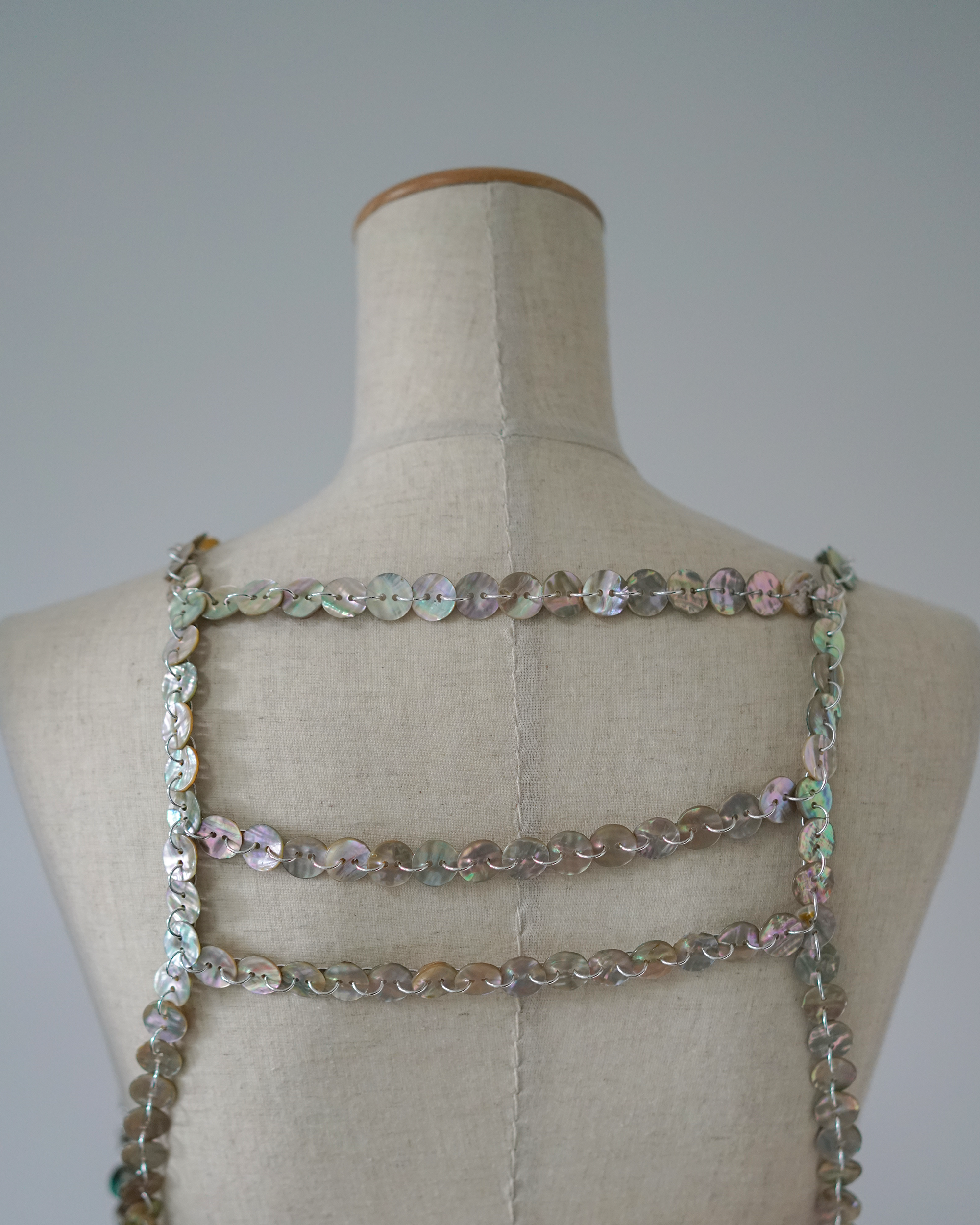 Shimmer Veil — Baroque Pearl & Shell Draped Harness