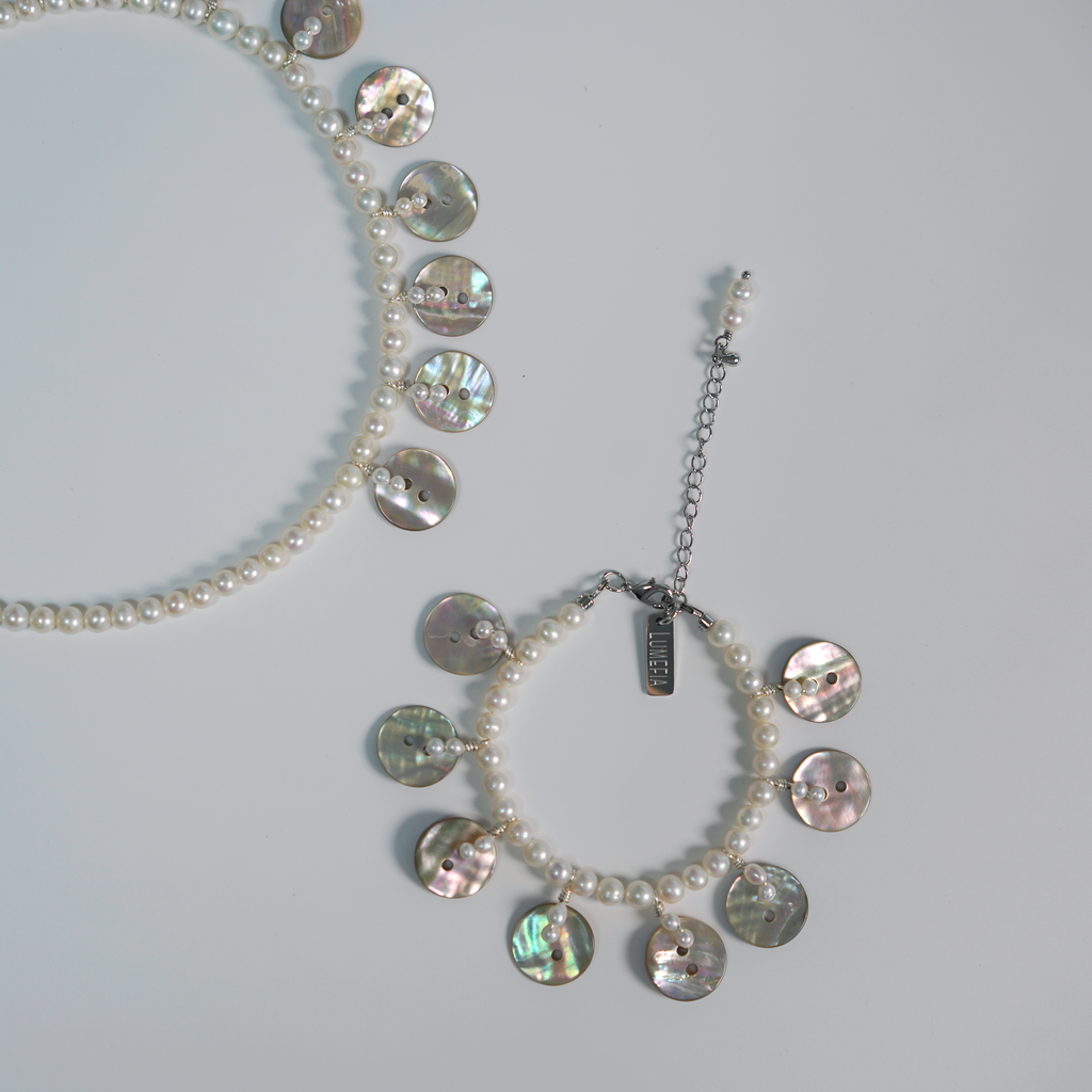 Shimmer Fragments | Pearl & Shell Bracelet | Lumefia