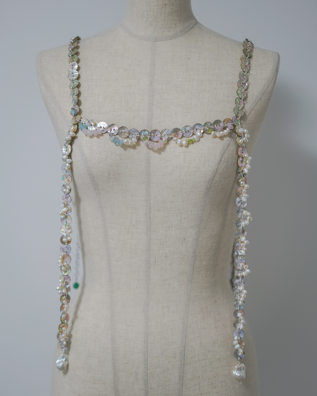 Shimmer | Abalone Shell Buttons, Freshwater Pearls & Rose Quartz Body Jewelry | Lumefia