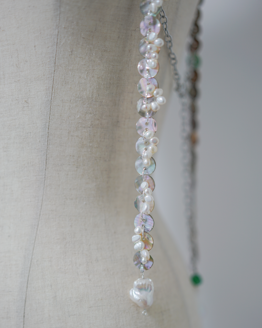Shimmer | Abalone Shell Buttons, Freshwater Pearls & Rose Quartz Body Jewelry | Lumefia