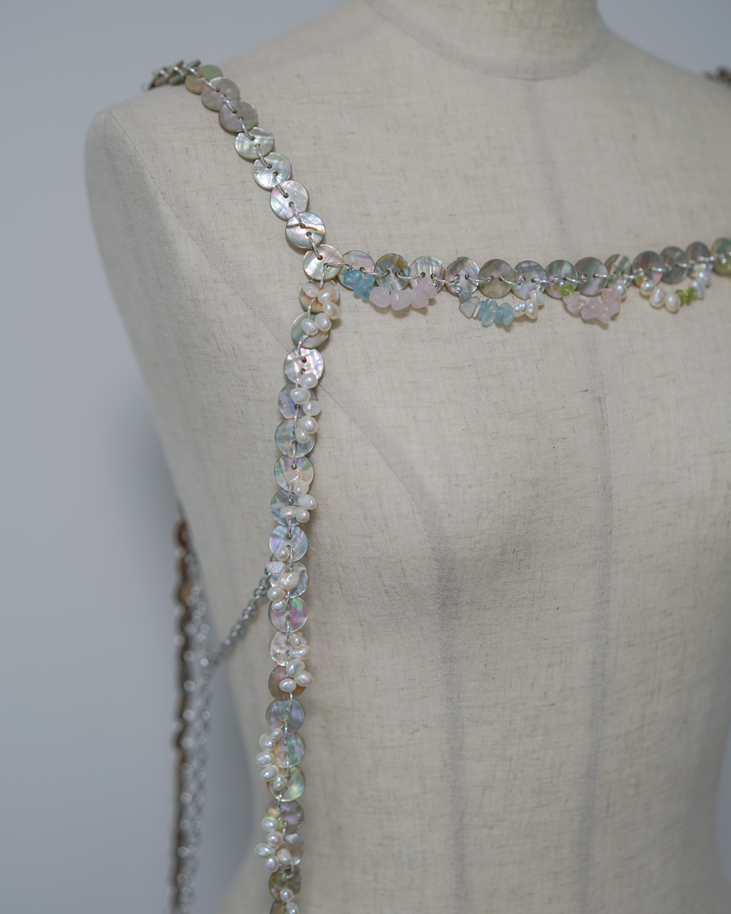 Shimmer | Abalone Shell Buttons, Freshwater Pearls & Rose Quartz Body Jewelry | Lumefia