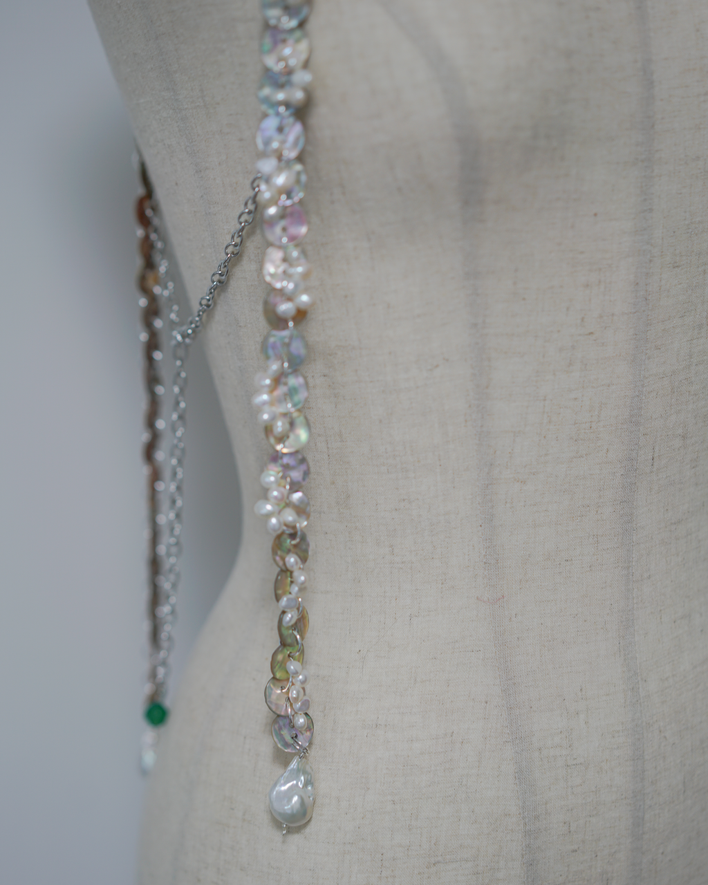 Shimmer | Abalone Shell Buttons, Freshwater Pearls & Rose Quartz Body Jewelry | Lumefia