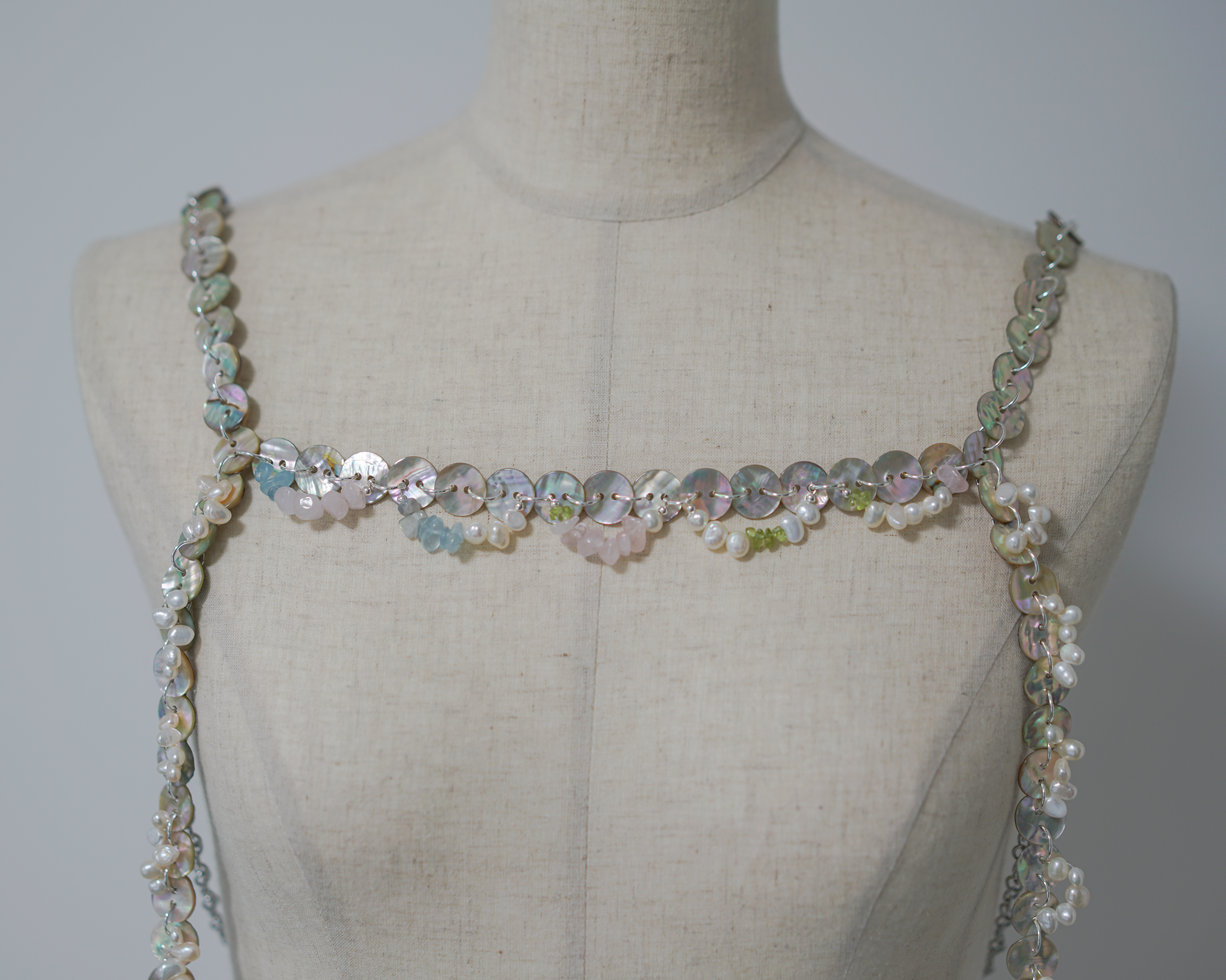 Shimmer | Abalone Shell Buttons, Freshwater Pearls & Rose Quartz Body Jewelry | Lumefia