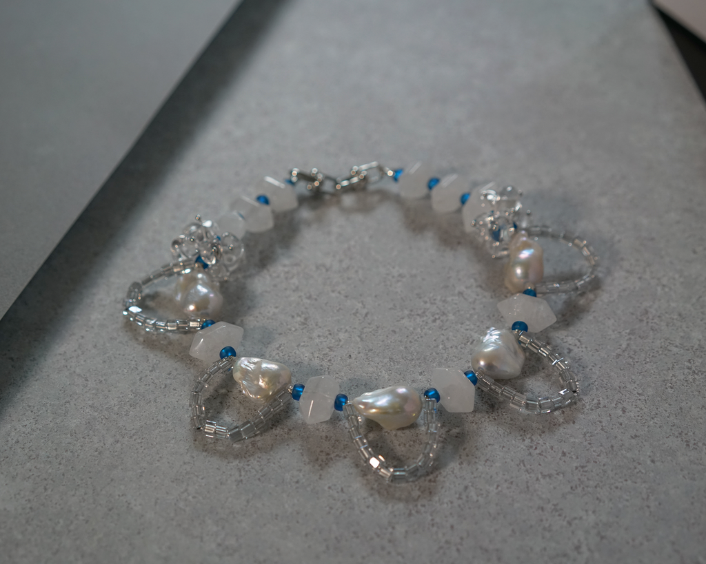 Silver Pulse — Baroque Pearl & Quartz Choker