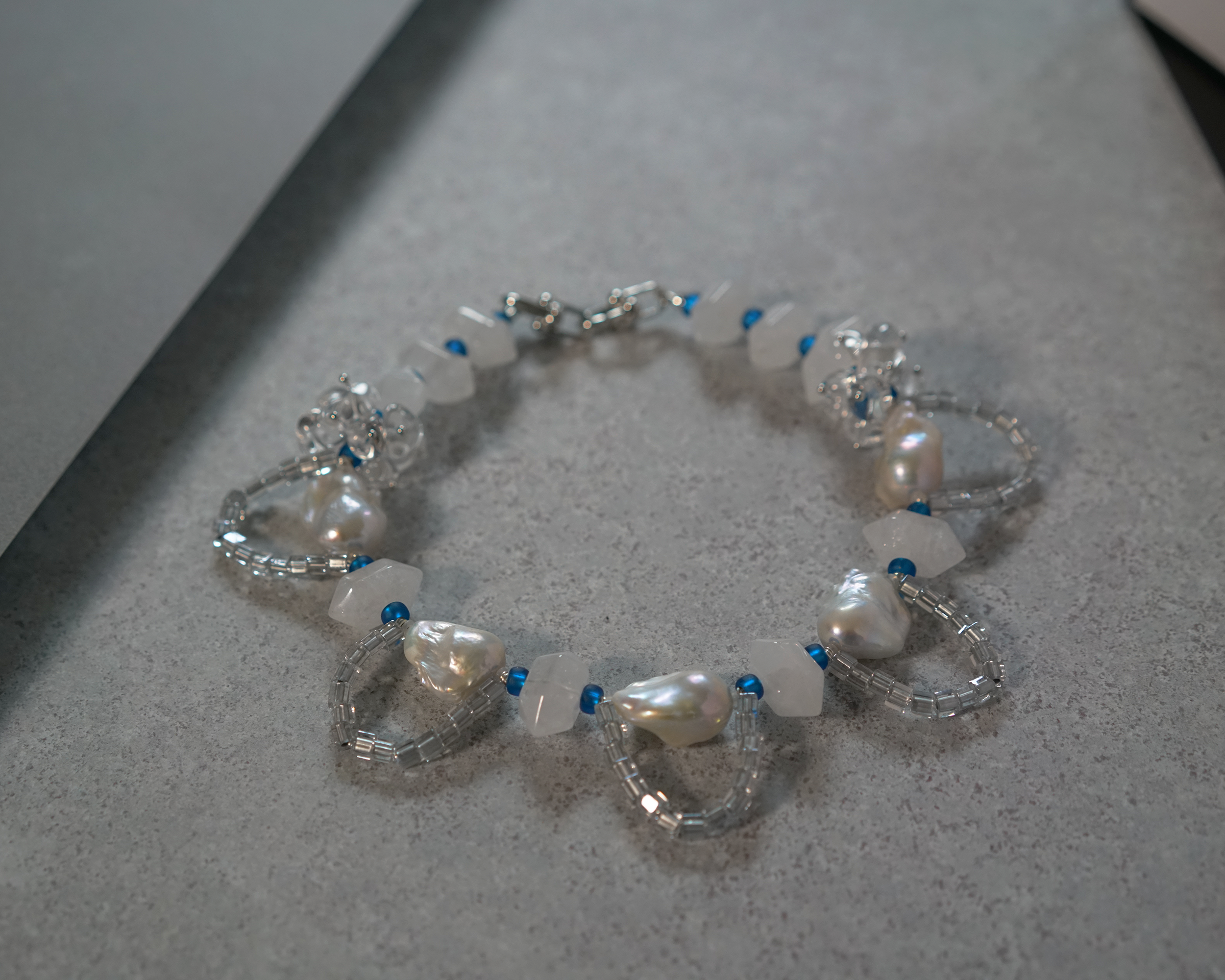 Silver Pulse — Baroque Pearl & Quartz Choker
