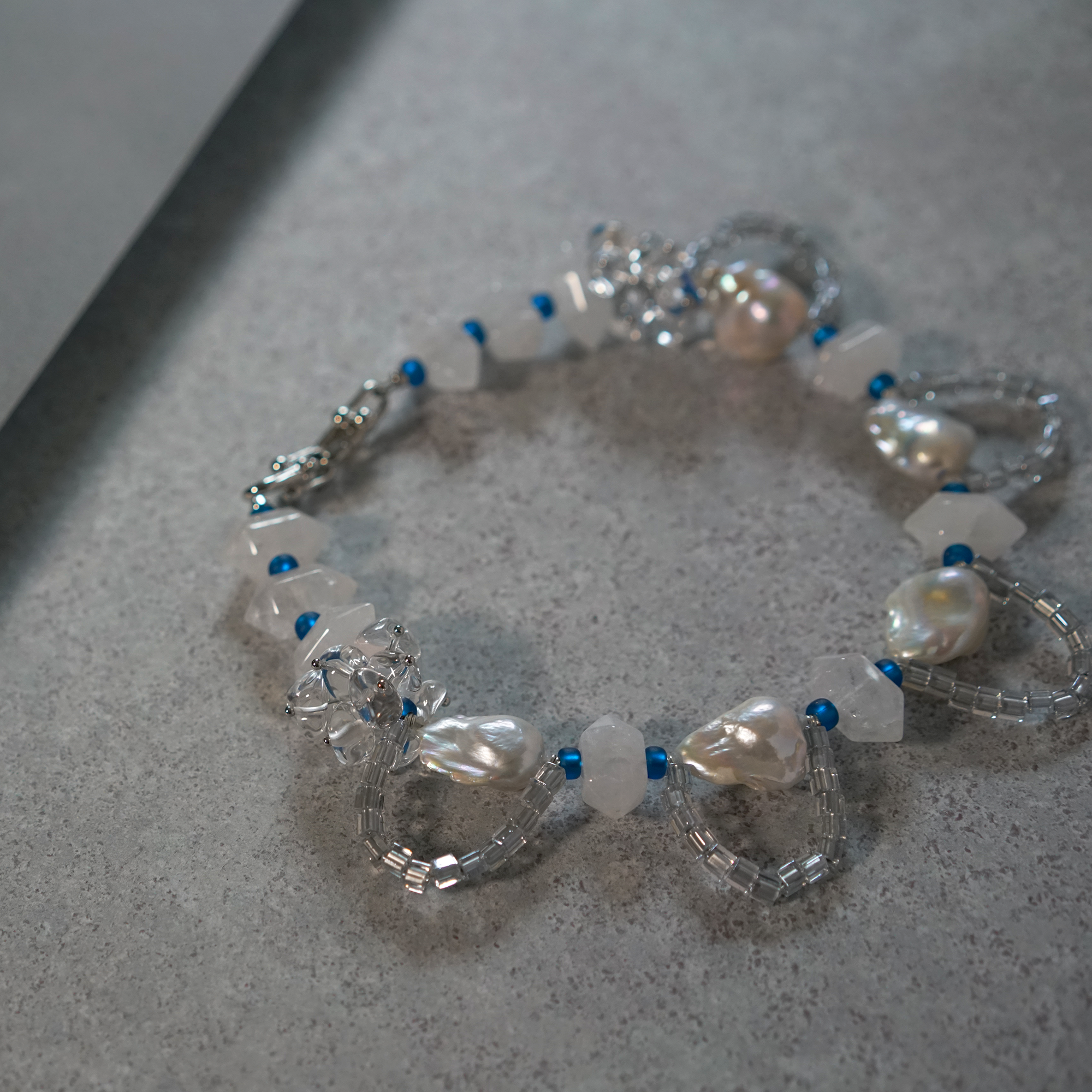 Silver Pulse — Baroque Pearl & Quartz Choker